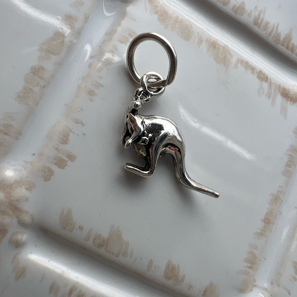 Kangaroo Charm Vintage Sterling Silver Teeny Tiny Pendant NOS